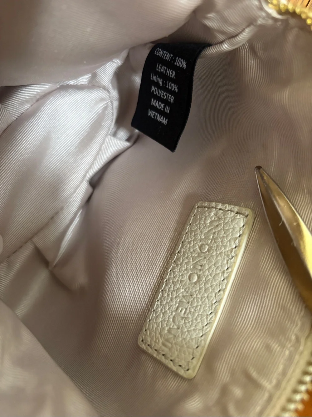 ANTONIO MELANI Cream Leather Knot Bow Clutch Bag